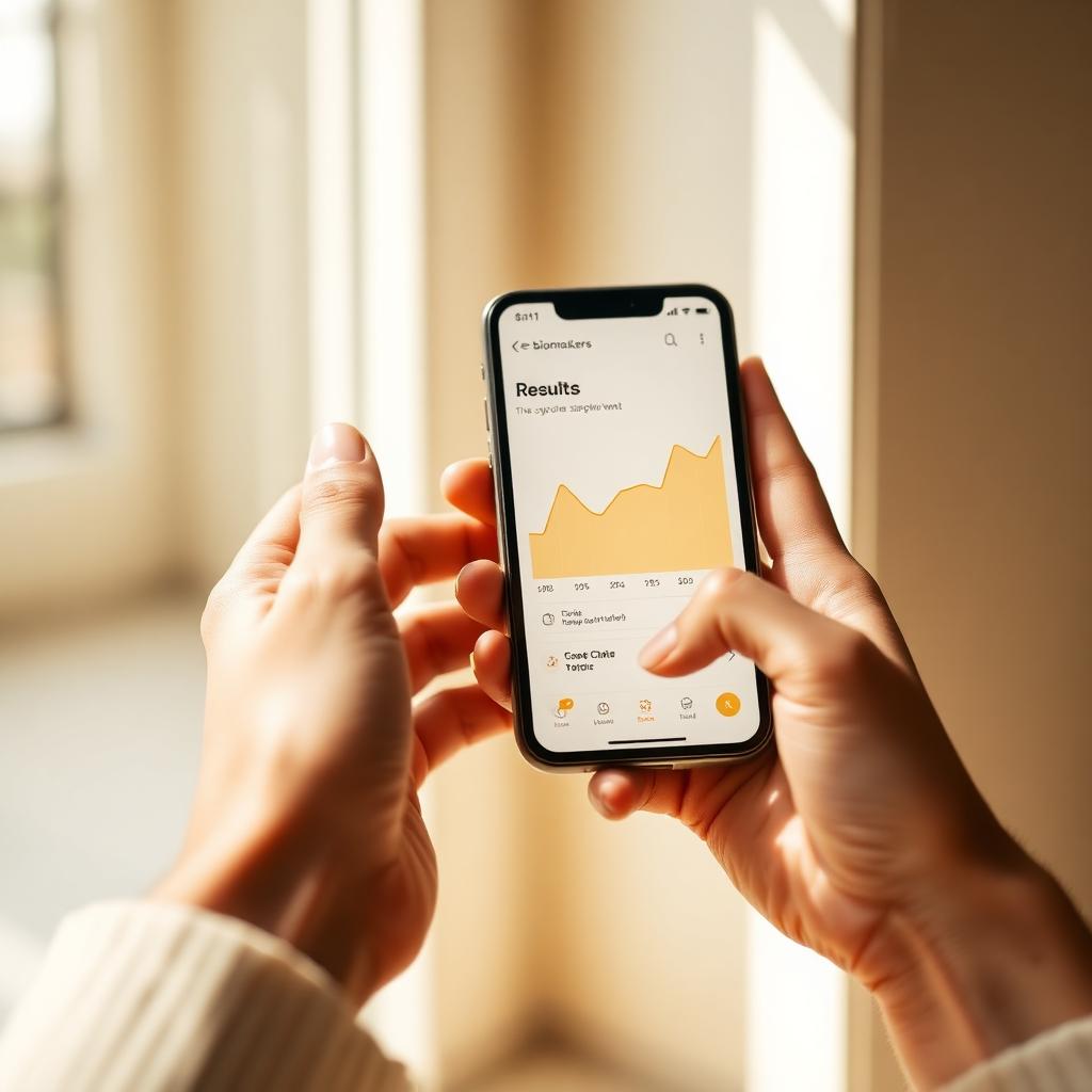 Person reviewing biomarker trends on a phone